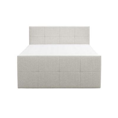 Boxspring met voetbord Liv geblokt - ecru - 160x200 cm - slanke poot - Leen Bakker