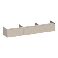 Brauer Embrace Wavy - Onderkast - 220 cm - met 3 Softclose Lades Greeploos en 0 cm - Sifon Uitsparingen - Mat Beige