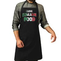 I love Italian food chef kok keukenschort zwart voor heren   - - thumbnail