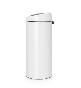 Brabantia Touch Bin, 30L Rond Kunststof, Roestvrijstaal Wit