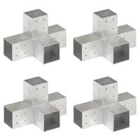 VidaXL Paalverbindingen 4 st x-vorm 81x81 mm gegalvaniseerd metaal