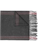 Brunello Cucinelli écharpe en soie rayée à franges - Gris