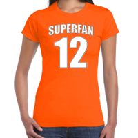 Superfan nummer 12 oranje t-shirt Holland / Nederland supporter EK/ WK voor dames - thumbnail