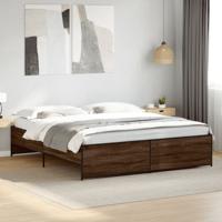 Bedframe bewerkt hout metaal bruin eikenkleur 180x200 cm