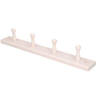 Wandkapstok - hout - beuken wit - 4 enkele haak - 5 x 41 cm - jashaken