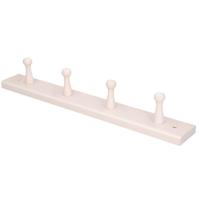 Wandkapstok - hout - beuken wit - 4 enkele haak - 5 x 41 cm - jashaken