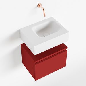 Toiletmeubel Mondiaz Andor | 40 cm | Meubelkleur Fire | Lex vrijhangend wastafel Talc Rechts | Zonder kraangat