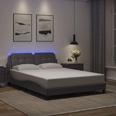 Bedframe met LED zonder matras "Zadar" kunstleer grijs 140x190 cm
