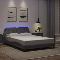 Bedframe met LED zonder matras "Zadar" kunstleer grijs 140x190 cm