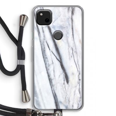 Gestreepte marmer: Pixel 4a Transparant Hoesje met koord