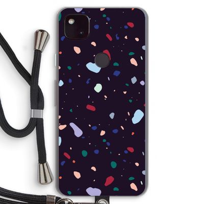 Dark Rounded Terrazzo: Pixel 4a 5G Transparant Hoesje met koord