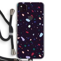Dark Rounded Terrazzo: Pixel 4a 5G Transparant Hoesje met koord