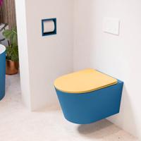 MONDIAZ LAVIE hangend toilet single fire rimless diepspoel Jeans, Toiletzitting met quick-release & softclose Ocher