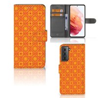 Samsung Galaxy S21 Telefoon Hoesje Batik Oranje