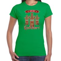 Fout kersttrui t-shirt voor dames - Rudolf Reinbeers - groen - rendier/bier