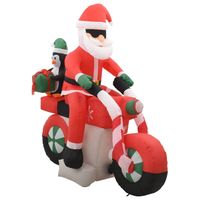 vidaXL Kerstman opblaasbaar op motorfiets LED IP44 160 cm - thumbnail