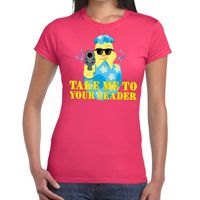 Fout paas t-shirt roze take me to your leader voor dames