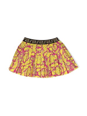 Versace Kids jupe plissée à imprimé baroque - Jaune