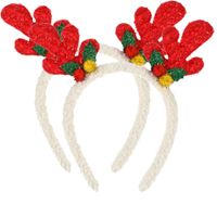 Kerst diadeem/haarband - 2x st- rendier gewei - rood - 21 cm