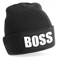 Bellatio Decorations wintermuts - Boss - zwart - voor volwassenen - Wintersport - cadeau muts