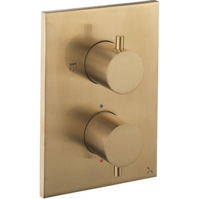 Crosswater MPRO Crossbox Douchekraan - inbouw - thermostatisch - 1 functie - incl. inbouwdeel - messing geborsteld SW377991/SW408404