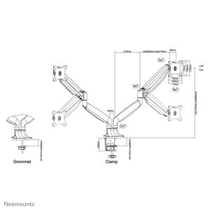 Neomounts Flatscreen bureausteun NM-D750DWHITE bevestiging