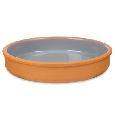 Tapas serveerschaal - terracotta - grijs - D23 x H4 cm - hapjes serveren - ovenschaal - rond