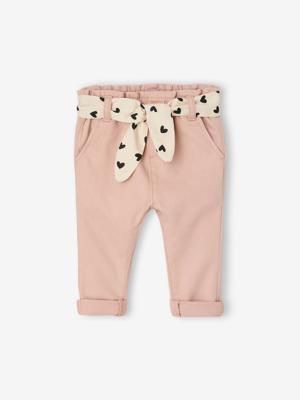 Paperbag babybroek met riem oudroze Paperbag babybroek met riem oudroze
