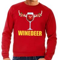 Foute kersttrui - Winedeer print - rood - voor heren - lange mouwen - sweater - wijn