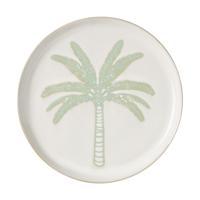 Bord palmboom - beige/groen - ø21x1.8 cm