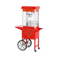 Popcornmachine met trolley - Retro design - 195 / 235 °C - rood - Royal Catering