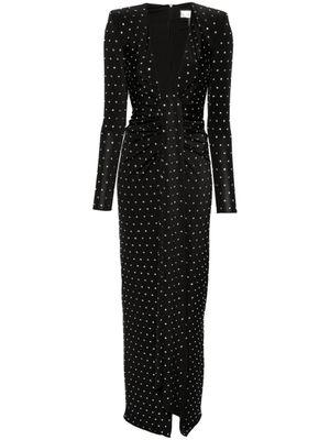 NISSA robe longue à ornements en cristal - Noir