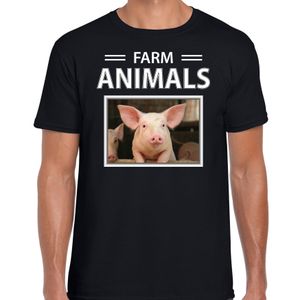 Varkens t-shirt met dieren foto farm animals zwart voor heren