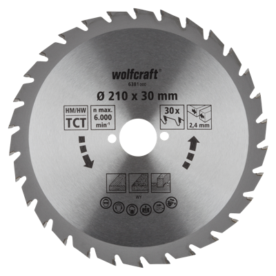 Wolfcraft Handcirkelzaagblad | HM | 30 Zähne | Ø210mm | 1 stuk - 6381000