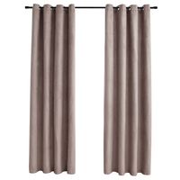 vidaXL Gordijn verduisterend met metalen ringen 2 st 140x245 cm taupe - thumbnail