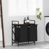 Wasmand 2 vakken met plank bruin eikenkleurig