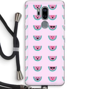 Smiley watermeloenprint: LG G7 Thinq Transparant Hoesje met koord