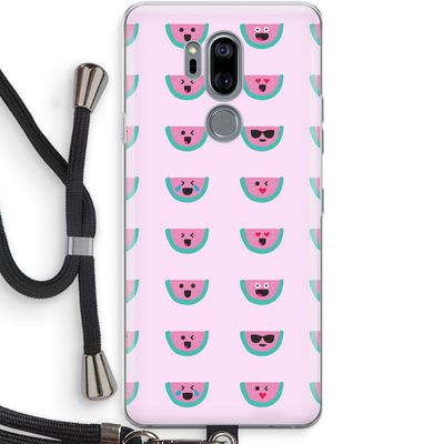 Smiley watermeloenprint: LG G7 Thinq Transparant Hoesje met koord