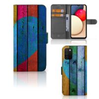 Samsung Galaxy A03s | Book Style Case | Wood Heart - Cadeau voor je Vriend
