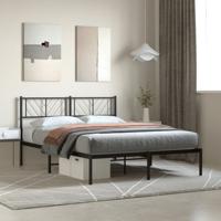 Bedframe met hoofdbord metaal zwart 140x200 cm