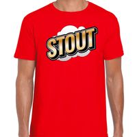 Stout fun tekst t-shirt voor heren rood in 3D effect