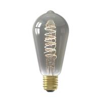 Leen Bakker - Calex LED-rustieklamp - Titaniumkleur - E27 - Glas - Grijs - H14 Cm