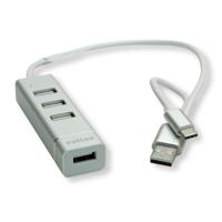 ROLINE USB 2.0 notebook hub, 4 poorten, type A+C aansluitkabel - thumbnail