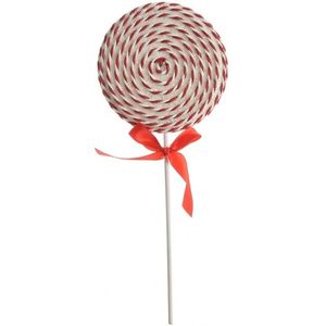 1x Wit/rode lolly kerstversiering hangdecoratie 36 cm