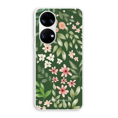 Botanical green sweet flower heaven: Huawei P50 Transparant Hoesje