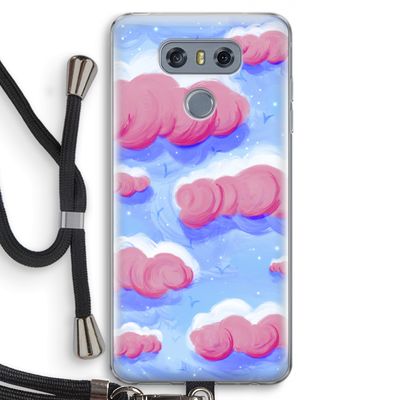 Roze wolken met vogels: LG G6 Transparant Hoesje met koord