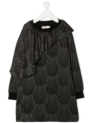 Andorine robe pailletée à manches longues - Noir