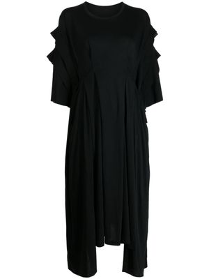 Yohji Yamamoto robe mi-longue à design superposé - Noir