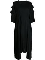 Yohji Yamamoto robe mi-longue à design superposé - Noir