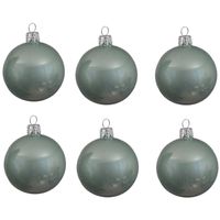 6x Glazen kerstballen glans mintgroen 8 cm kerstboom versiering/decoratie   - - thumbnail